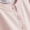 Cotton-rich ribbed button-through top