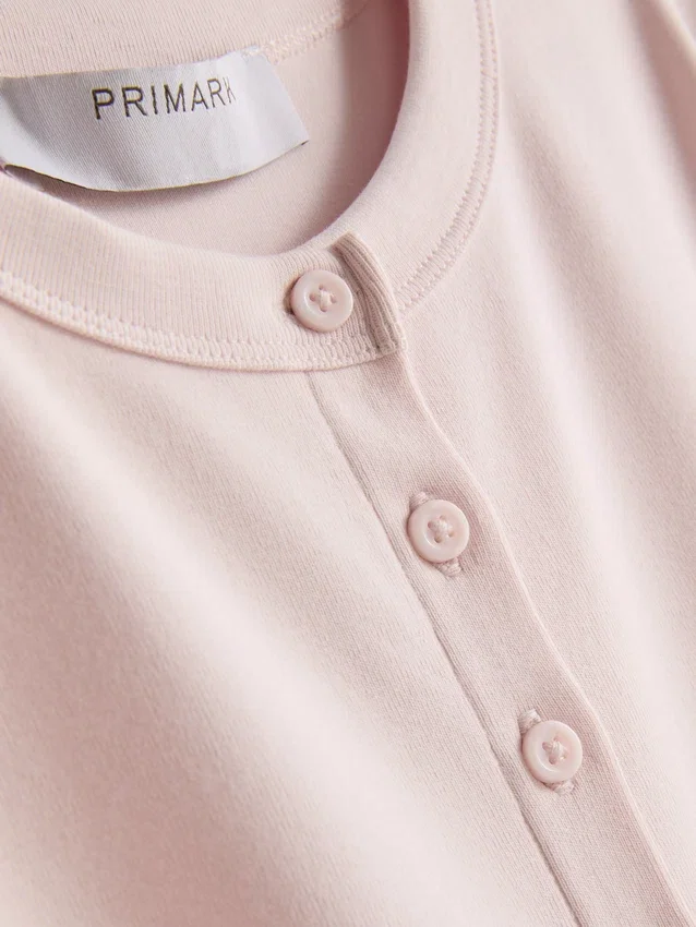 Cotton-rich ribbed button-through top
