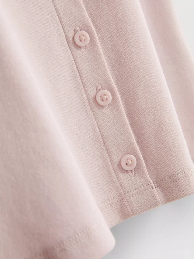 Cotton-rich ribbed button-through top
