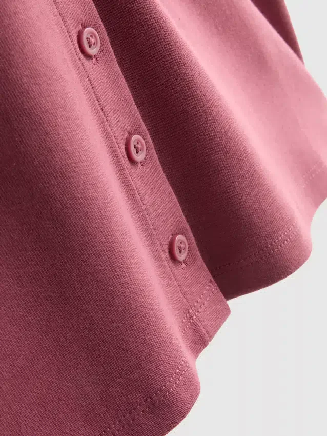 Cotton-rich ribbed button-through top