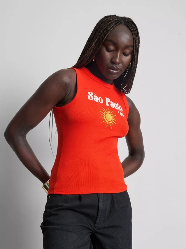 Cotton rich ribbed graphic tank