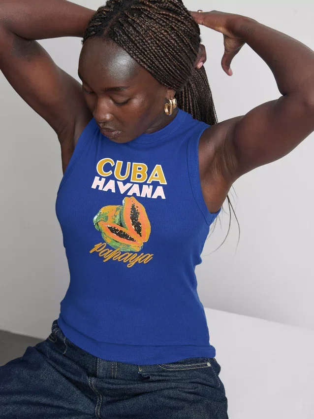 Cotton rich ribbed graphic tank