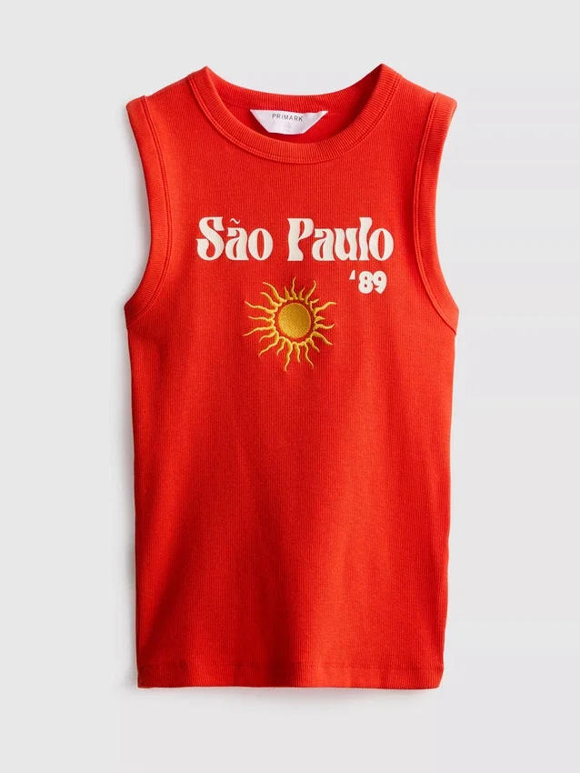 Cotton rich ribbed graphic tank