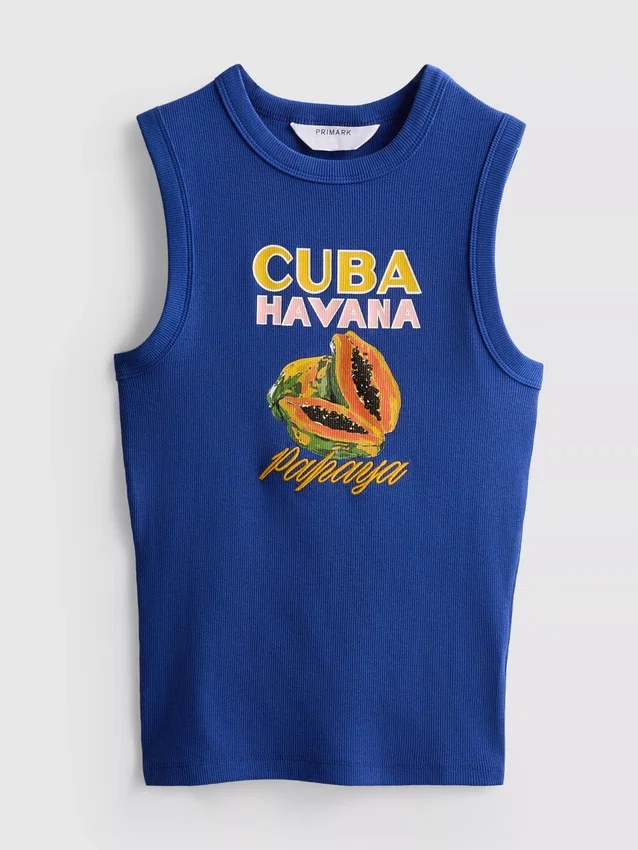 Cotton rich ribbed graphic tank