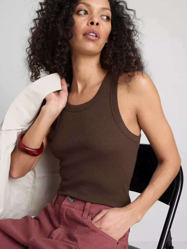 Cotton-rich ribbed racerback tank