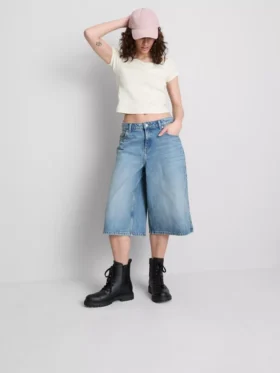 Cotton-rich short-sleeve bardot top