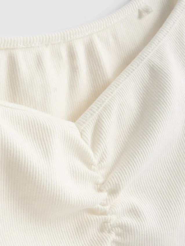 Cotton-rich short-sleeve bardot top