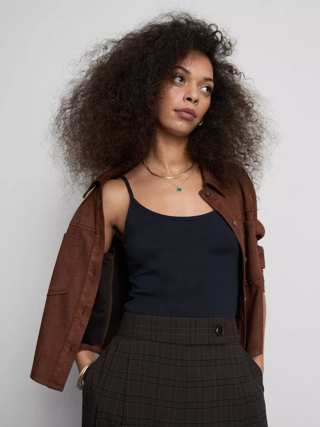 Cotton rich stretch cami top