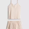 Cotton-rich stretch shorty pajamas