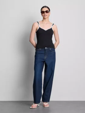 Cotton-rich sweetheart tank top