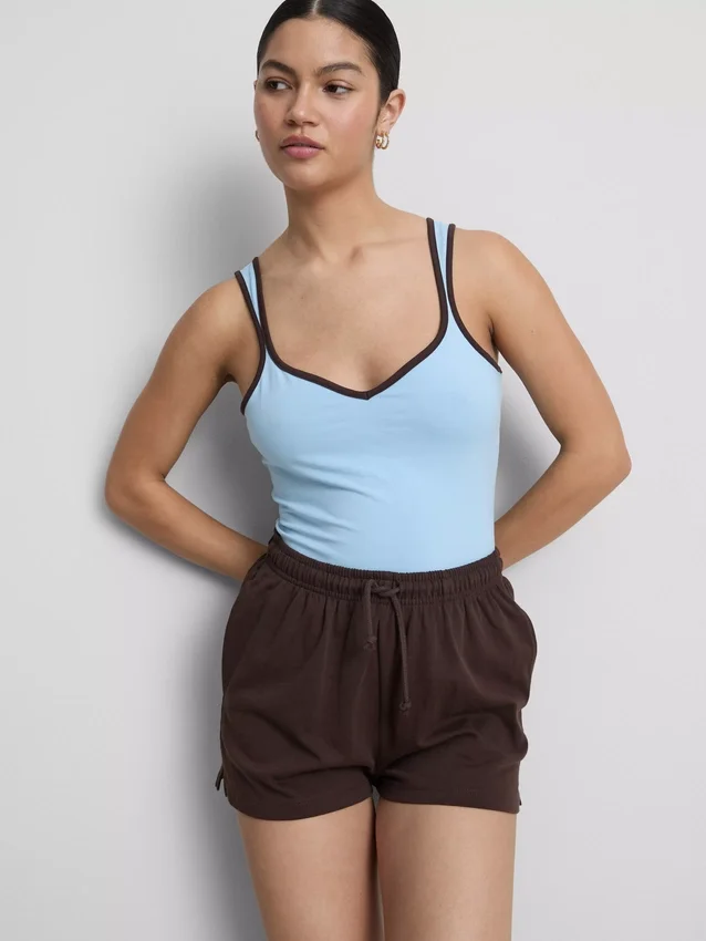 Cotton-rich sweetheart tank top
