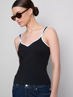 Cotton-rich sweetheart tank top