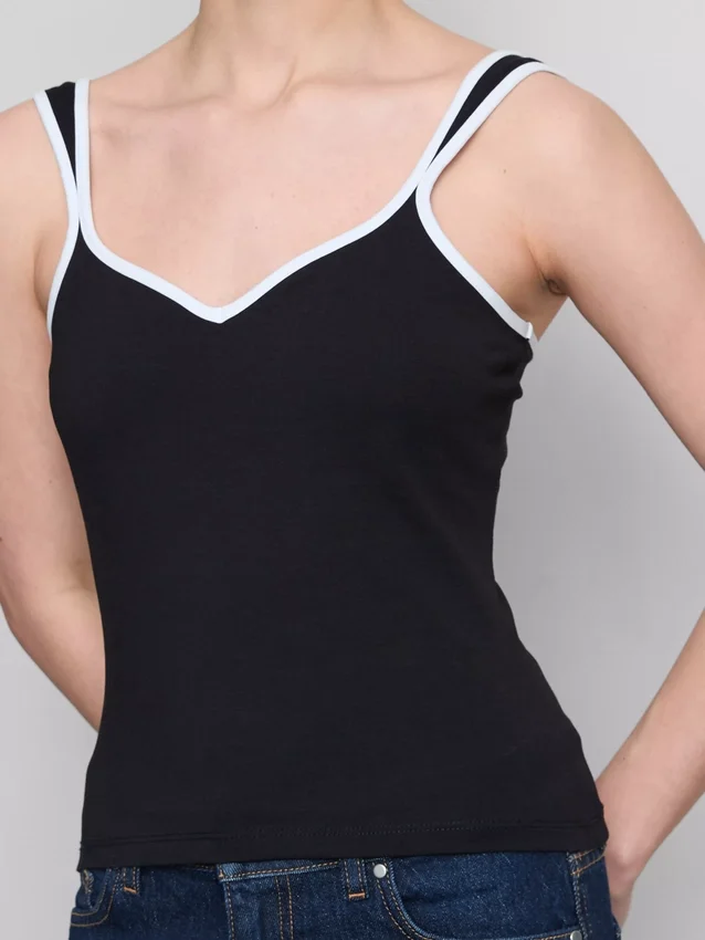 Cotton-rich sweetheart tank top