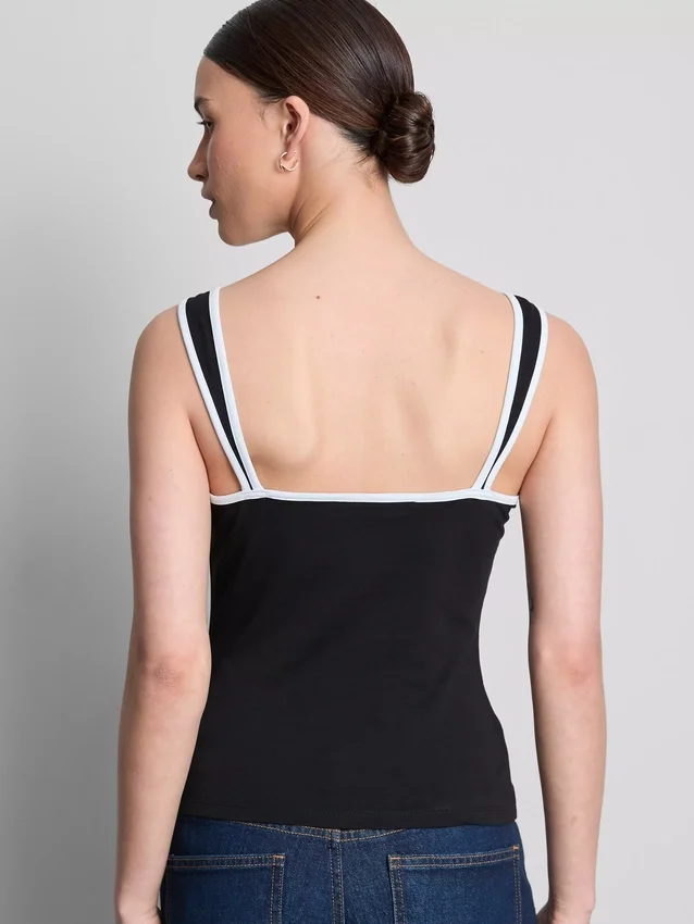 Cotton-rich sweetheart tank top