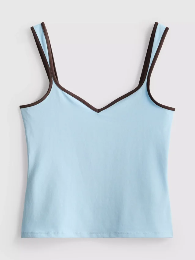 Cotton-rich sweetheart tank top