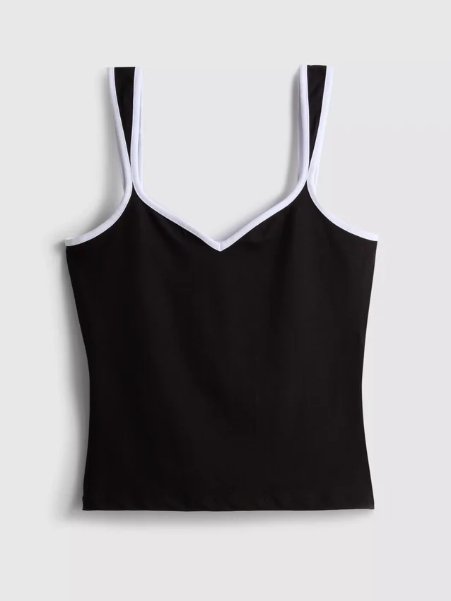 Cotton-rich sweetheart tank top