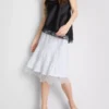 Cotton-rich tiered lace midi skirt