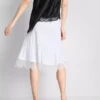 Cotton-rich tiered lace midi skirt