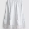 Cotton-rich tiered lace midi skirt