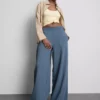 Cotton-rich wide-leg pleated joggers