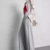 Cotton-rich wide-leg pleated joggers