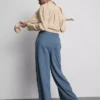 Cotton-rich wide-leg pleated joggers