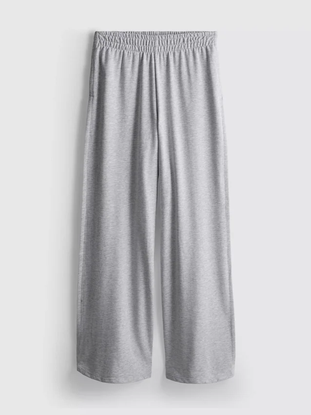 Cotton-rich wide-leg pleated joggers