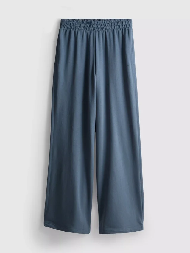 Cotton-rich wide-leg pleated joggers