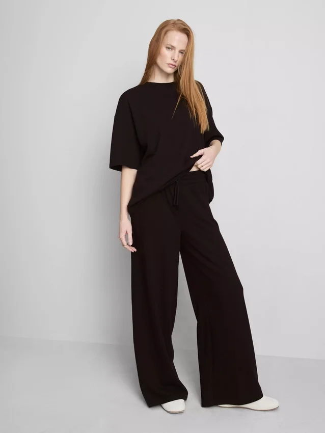 Cotton rich wide leg sweatpants