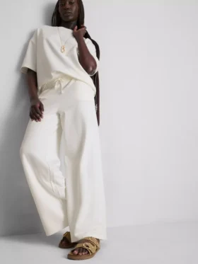 Cotton rich wide leg sweatpants