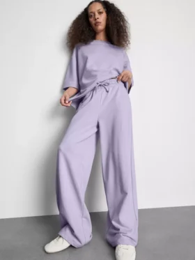 Cotton rich wide leg sweatpants