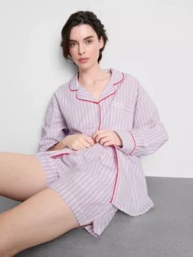 Cotton room service striped pajama shorts