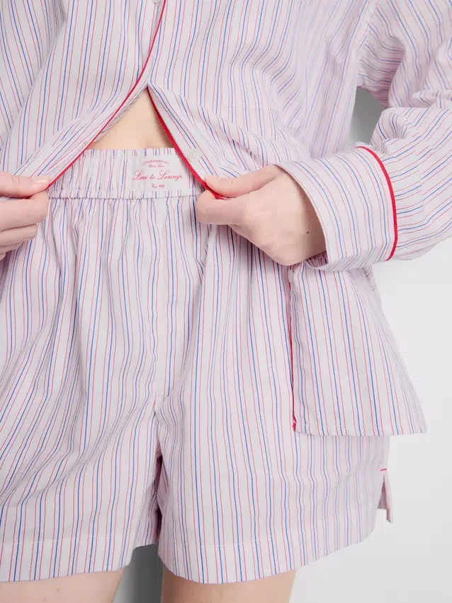 Cotton room service striped pajama shorts