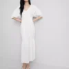 Cotton seersucker midi smock dress