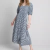 Cotton seersucker midi smock dress