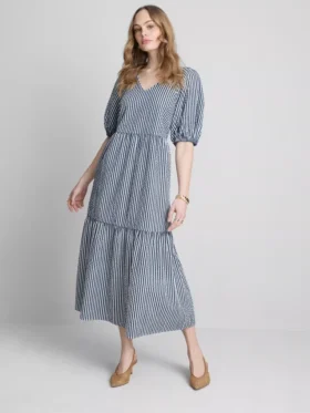 Cotton seersucker midi smock dress