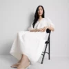 Cotton seersucker midi smock dress