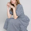 Cotton seersucker midi smock dress