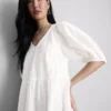 Cotton seersucker midi smock dress