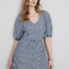 Cotton seersucker midi smock dress
