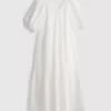 Cotton seersucker midi smock dress