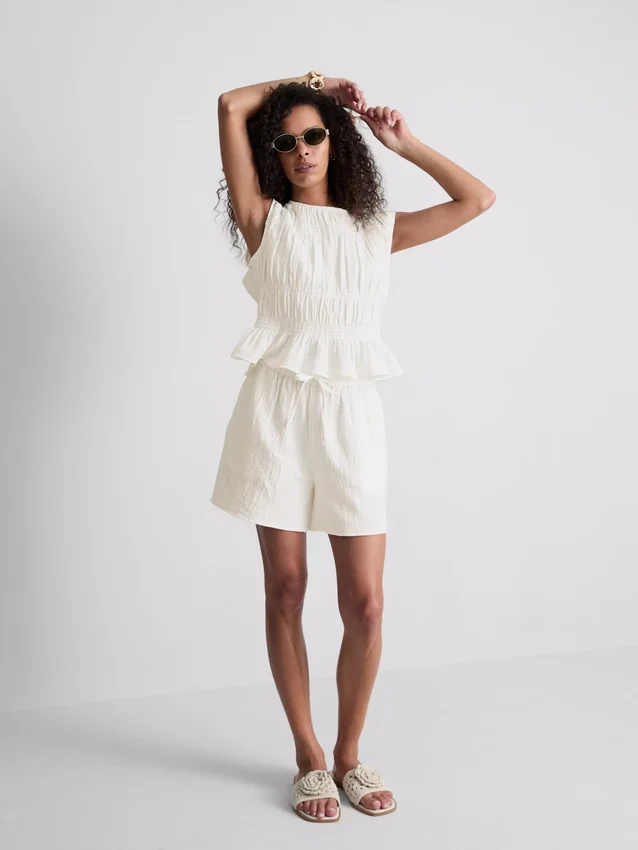 Cotton shirred tank top