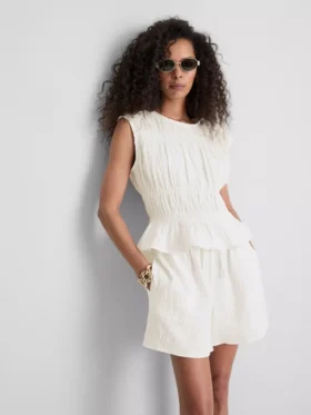 Cotton shirred tank top