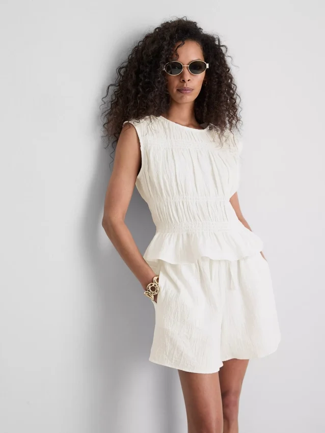 Cotton shirred tank top
