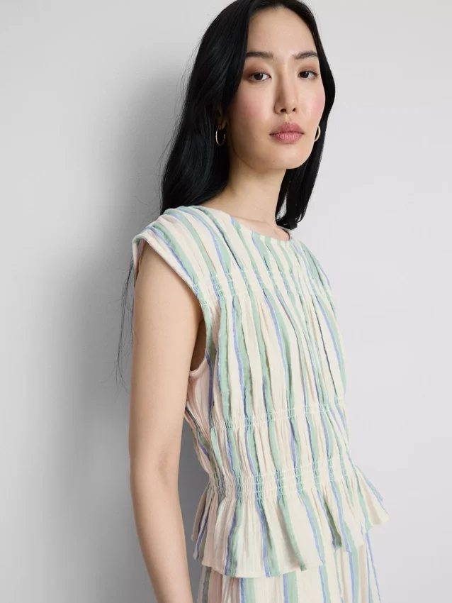 Cotton shirred tank top