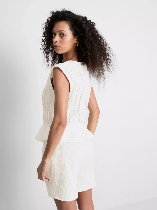 Cotton shirred tank top