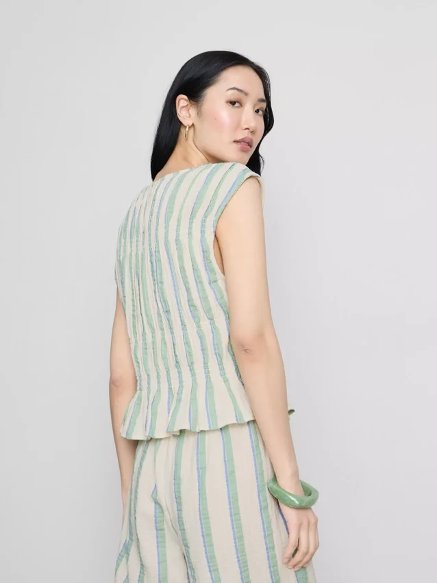 Cotton shirred tank top