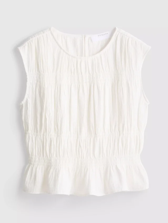 Cotton shirred tank top