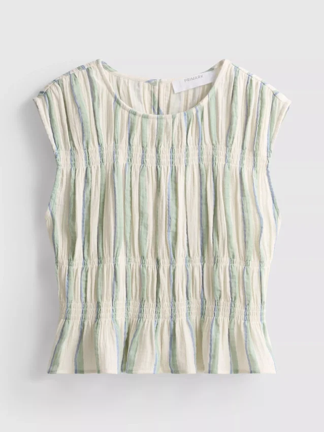 Cotton shirred tank top
