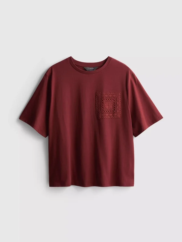 Cotton short sleeve crochet tee